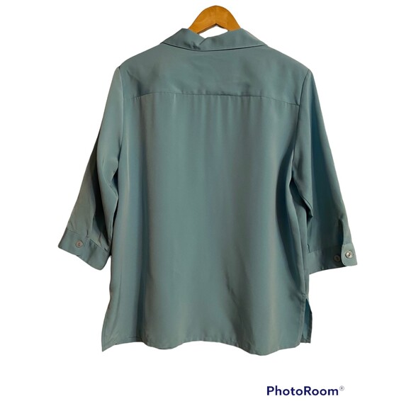 Vintage K.C. studio Green Button Up Blouse Size 14 - Picture 2 of 6